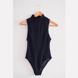 NWT Free People Black Lace Bodysuit